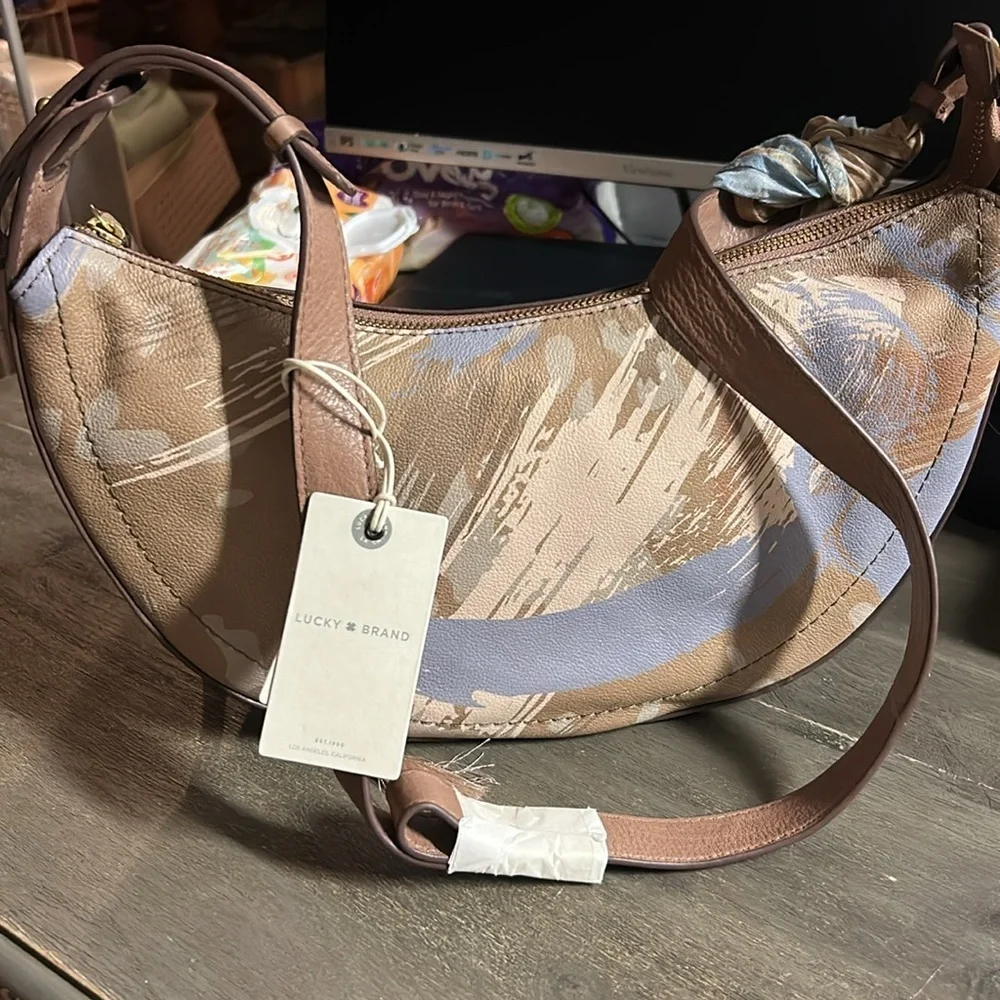 Lucky‎ Brand - Genuine Leather Olive Multi Camo Crossbody NWT